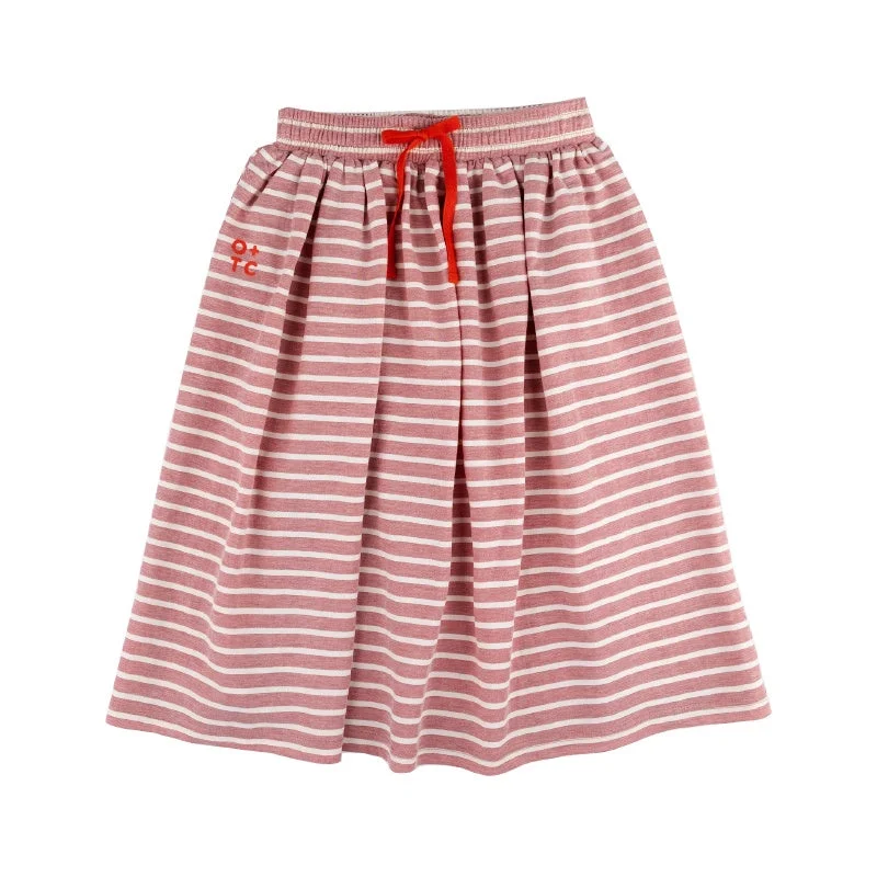 Olive And The Captain Hadley Midi Skirt - Coral Stripe velvet skirt glossy
