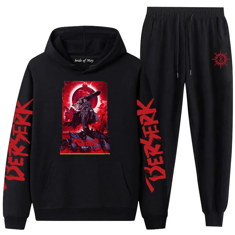 Bersek Sword Legend Couple Sweater Pants Hoodie Set for Men and Women Front Pockets Side Pockets Patch Pockets Bersek Sword Legend Couple Sweater Pants Hoodie Set for Men and Women Front Pockets Side Pockets Patch Pockets