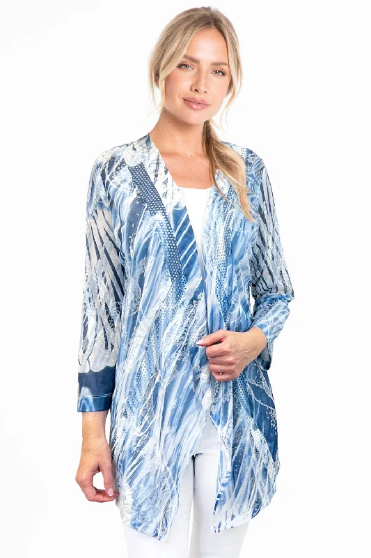 Blue & White Burnout Chenille Jacket Nylon Fabric Polyester Fabric Spandex Fabric