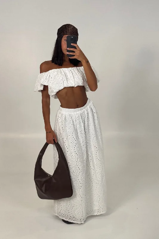 Jemima Skirt White wool skirt breathable