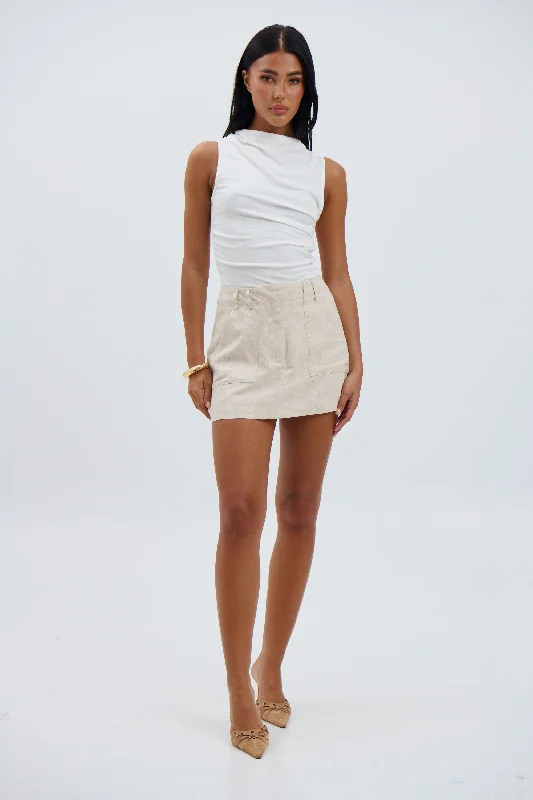 Naomi Mini Skirt Oat velvet skirt luxurious