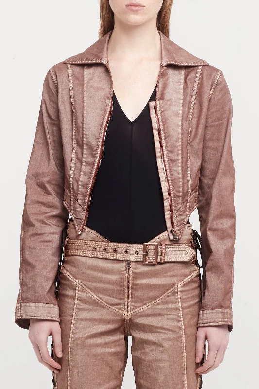 Jean Paul Gaultier X KNWLS Laced Jacket with Topstitched and Branded Patch Details Rayon Fabric Velvet Fabric Corduroy Fabric