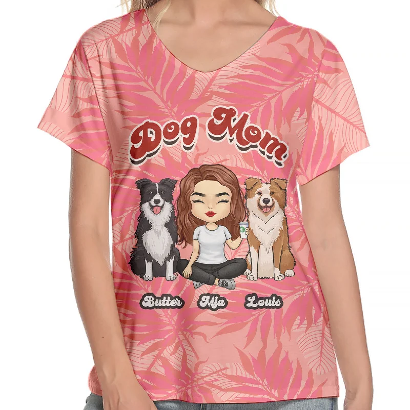 Best Dog Mom Ever - Personalized V-Neck T-Shirt - Gift For Pet Lovers