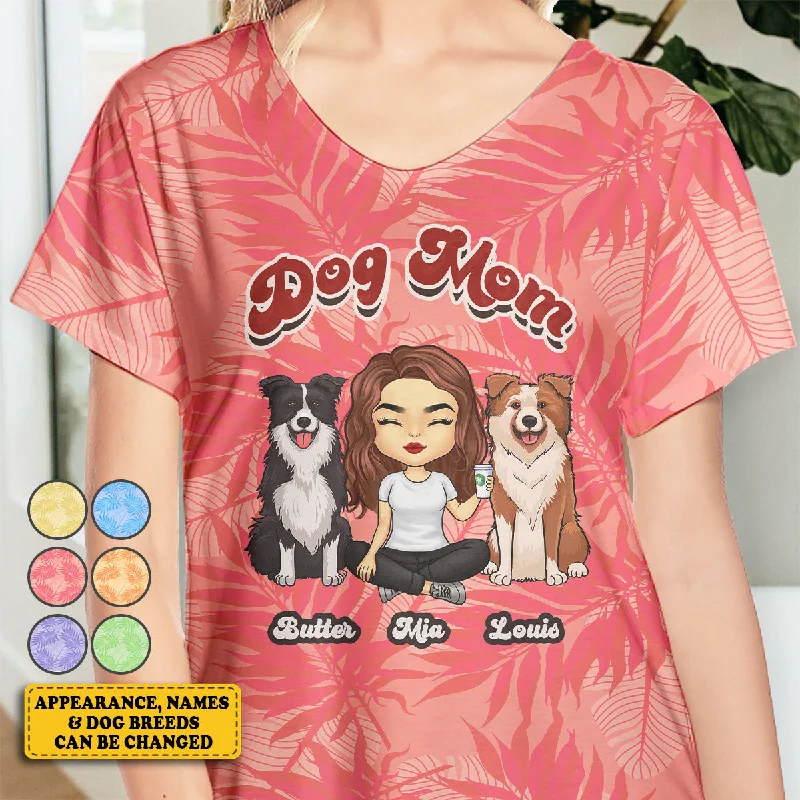 Best Dog Mom Ever - Personalized V-Neck T-Shirt - Gift For Pet Lovers