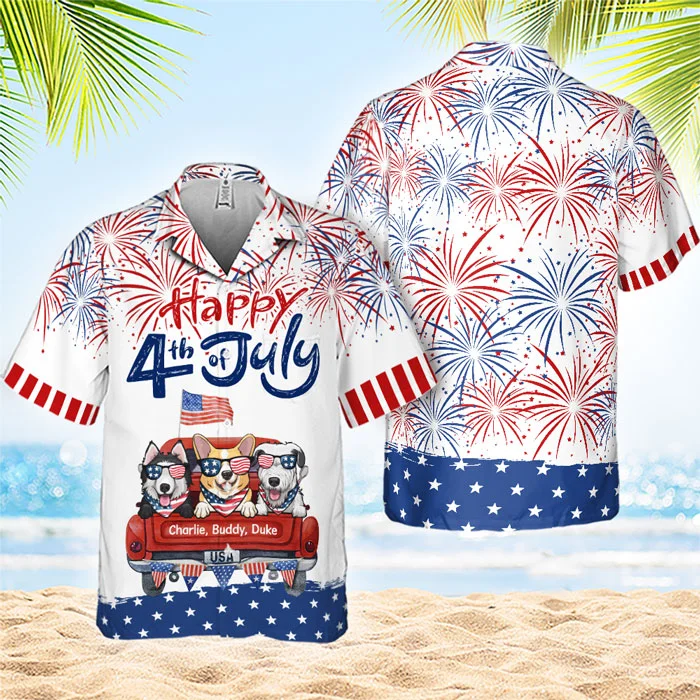 Happy 4th Of July Together - Personalized Hawaiian Shirt - Gift For Dad, Gift For Pet Lovers