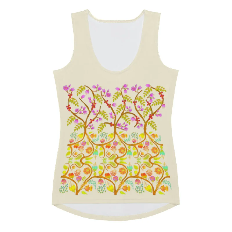 Tank Top - Hand Painted & Digitally Printed on Apricot White