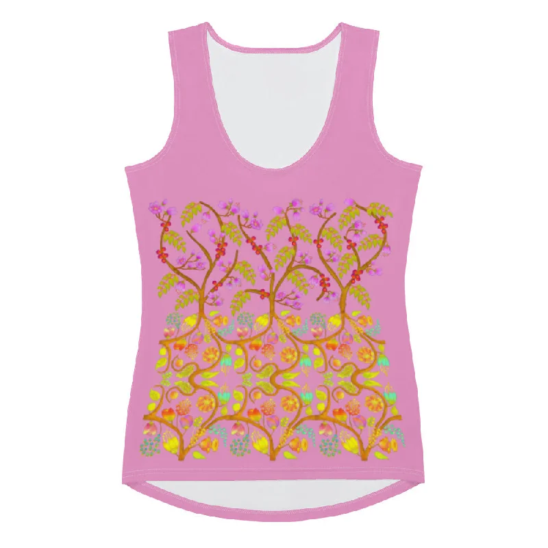 Tank Top - Hand Painted & Digitally Printed on Lavender rose