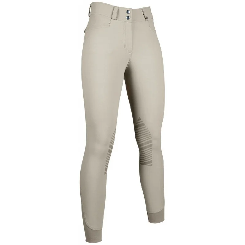 12806 HKM Women's Riding Breeches Silicone Knee Patch Dark Nature Tan