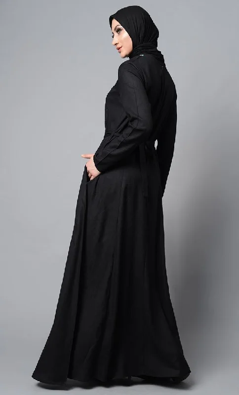 Beautiful Front Detailed Abaya Dress