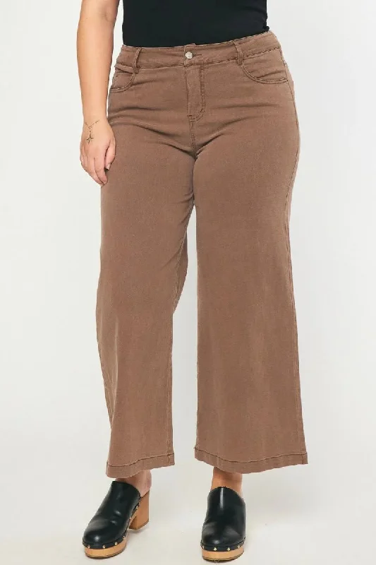 Brown Wide Leg Denim Pants