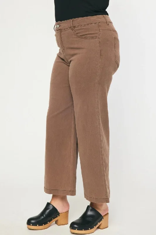 Brown Wide Leg Denim Pants