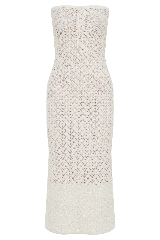 Delia Strapless Knit Midi Dress - Ivory