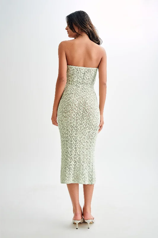 Delia Strapless Knit Midi Dress - Pastel Green