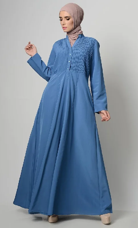 Front Pin Tuck Detailed Abaya