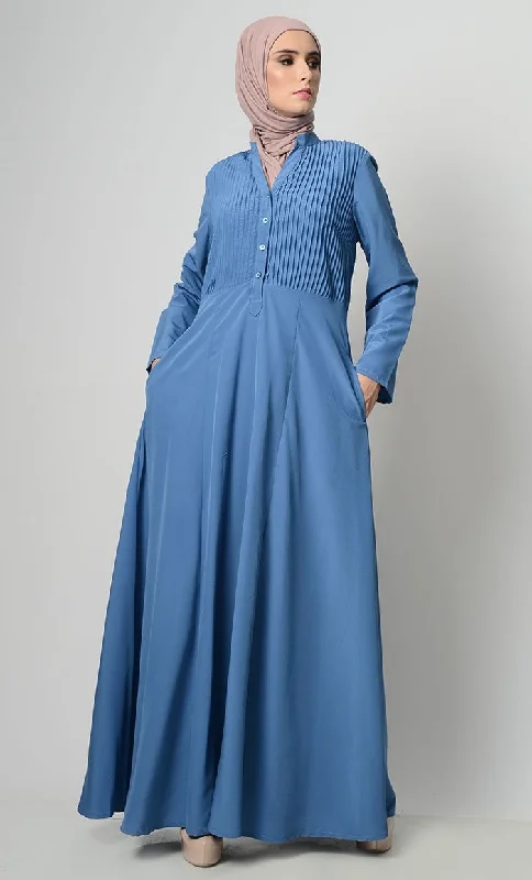 Front Pin Tuck Detailed Abaya