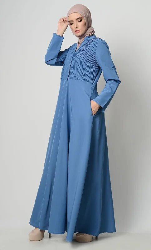 Front Pin Tuck Detailed Abaya