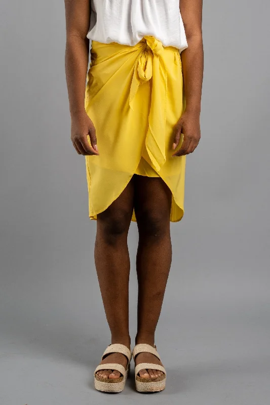 Front wrap midi skirt yellow fawn