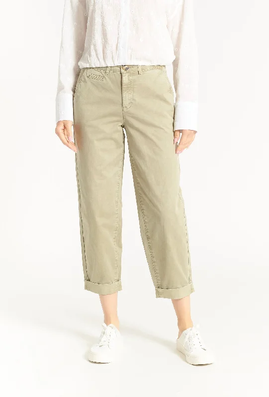 High Rise Cuffed Baggy Pant Sage