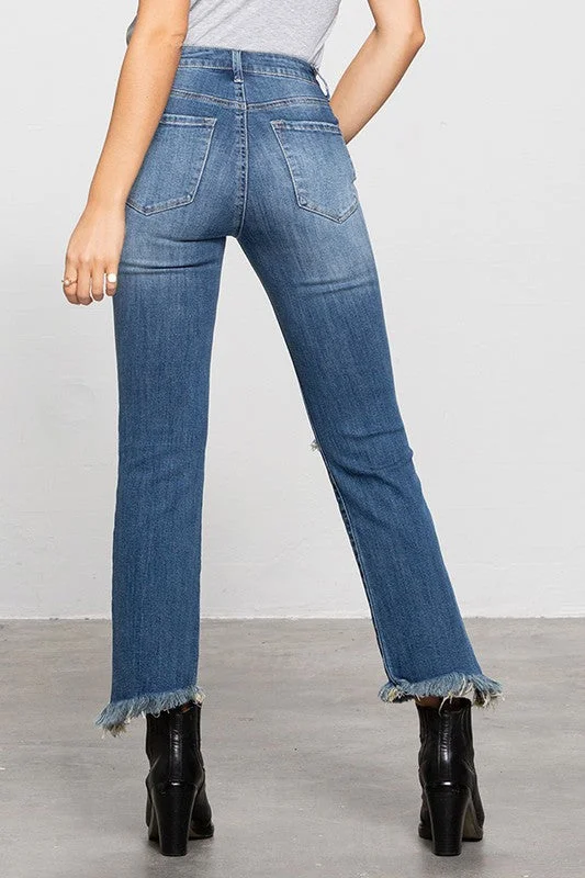 High Waisted Frayed Jeans