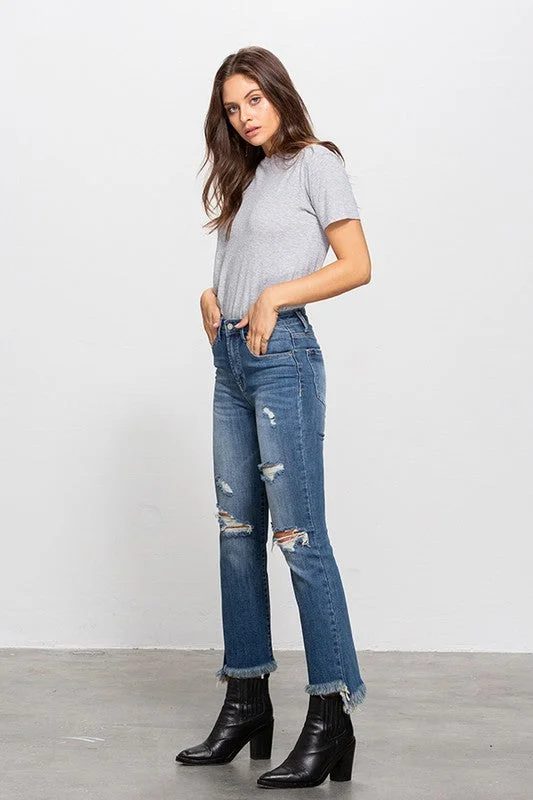 High Waisted Frayed Jeans