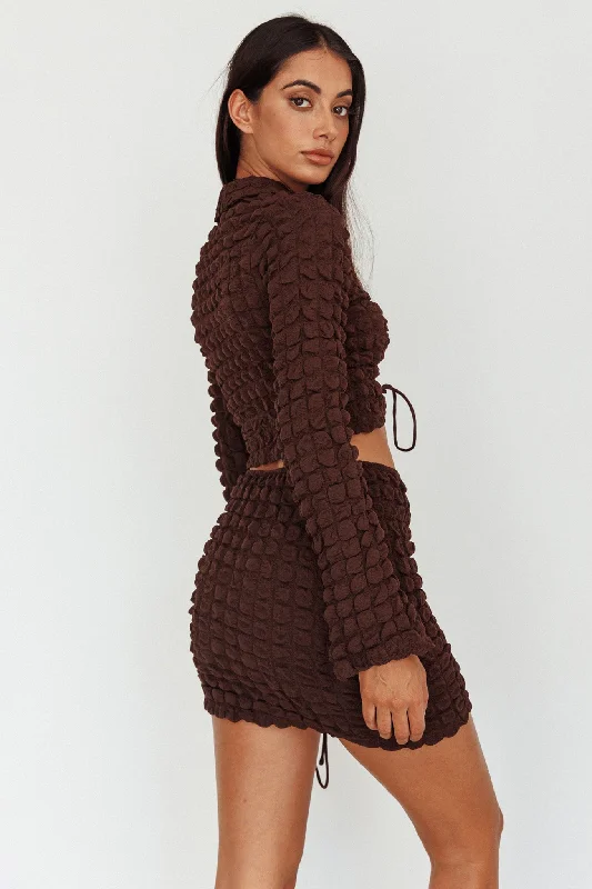 Josseline Lace-Up Detail Mini Skirt Chocolate