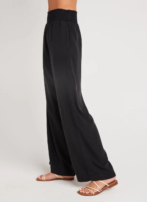 SMOCKED WAIST WIDE LEG PANT