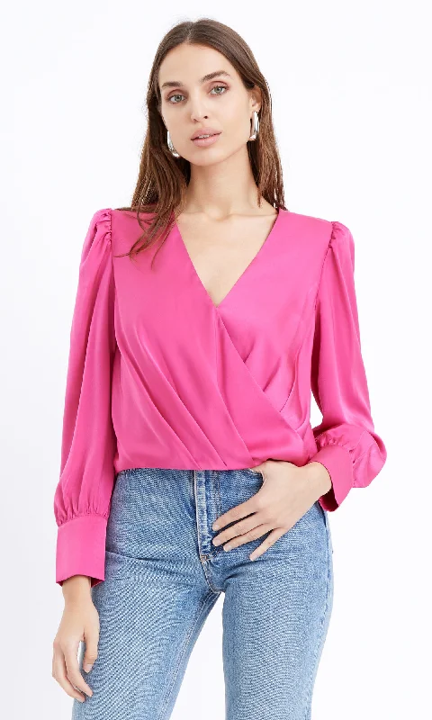 Lourdes Wrap Front Cuffed Blouse