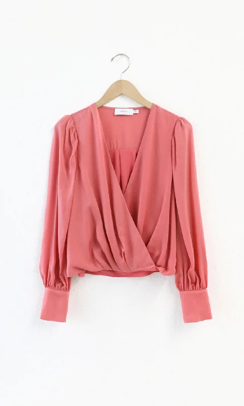 Lourdes Wrap Front Cuffed Blouse