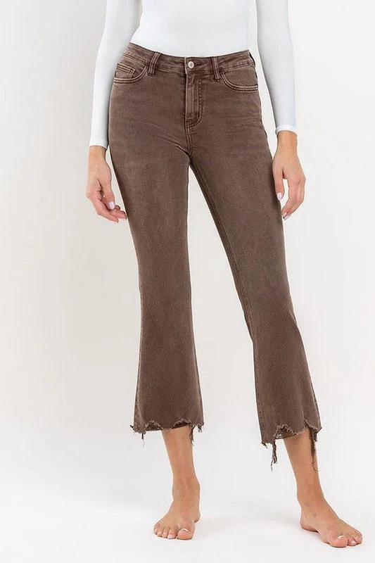 Potting (Bella) HR Cropped Flare Denim- Brown