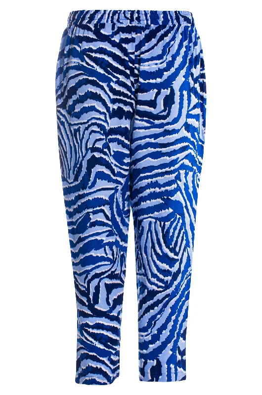 Printed Viscose Mid Calf Pants | Indigo Sky Abstract | 3369AR