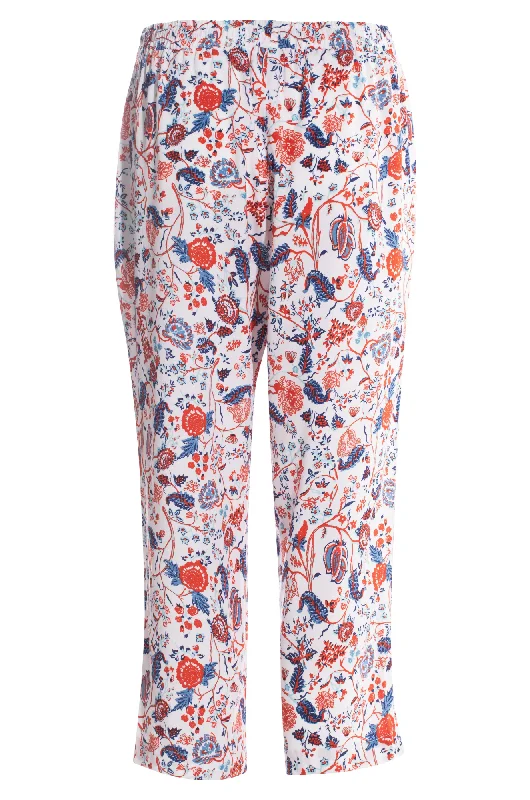 Printed Viscose Mid Calf Pants | Orange Indigo Vine | 3369AR