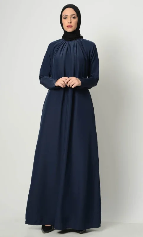 Raglan Style Neck Pleat Abaya