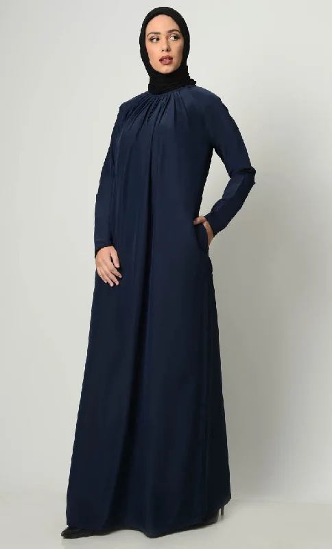 Raglan Style Neck Pleat Abaya