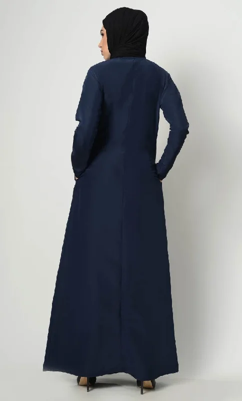 Raglan Style Neck Pleat Abaya