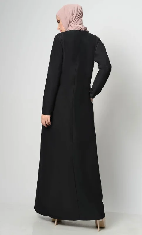 Raglan Style Neck Pleats Abaya