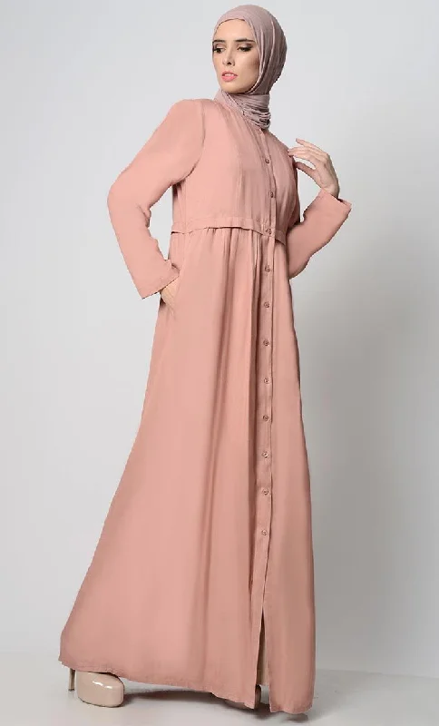 Rayon Waist Pleated Gathered Abaya