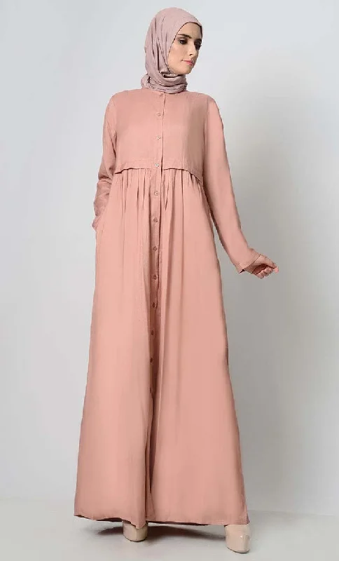 Rayon Waist Pleated Gathered Abaya