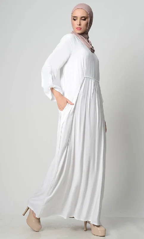 Roll-Up Sleeve Rayon Abaya