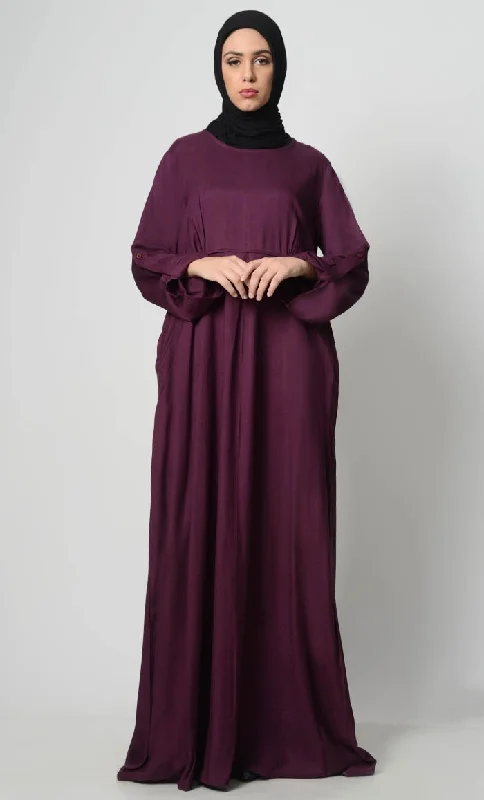 Roll-Up Sleeve Rayon Abaya