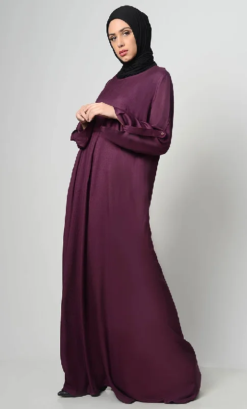 Roll-Up Sleeve Rayon Abaya