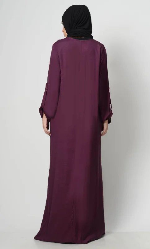 Roll-Up Sleeve Rayon Abaya