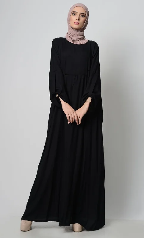 Roll Up Sleeve Rayon Abaya