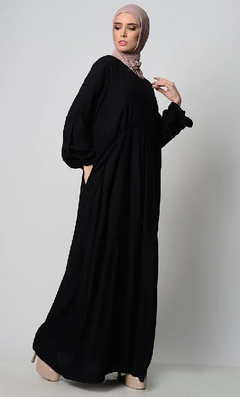 Roll Up Sleeve Rayon Abaya