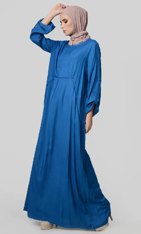 Rolled Up Sleeve Rayon Abaya