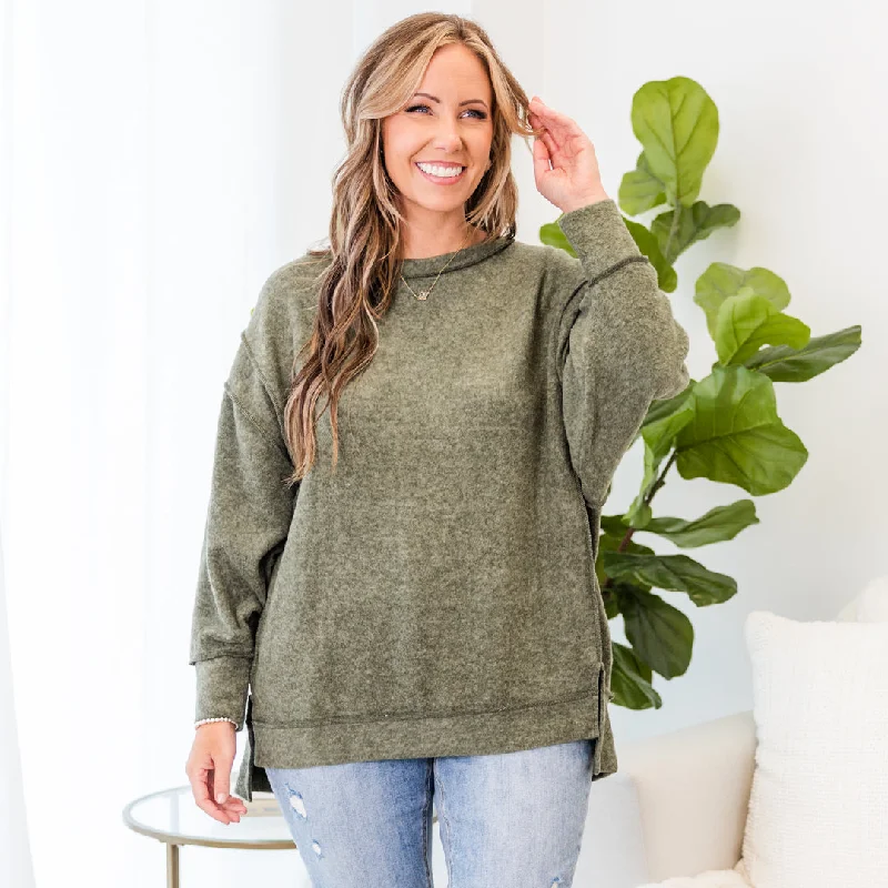 Say Hello Sweater, Dark Olive