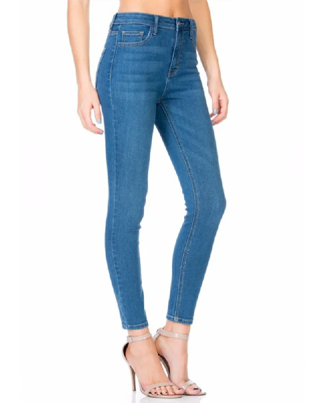 Sheila - High Rise Basic Ankle Skinny Jean - Medium Blue