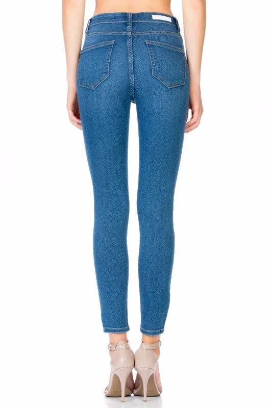 Sheila - High Rise Basic Ankle Skinny Jean - Medium Blue