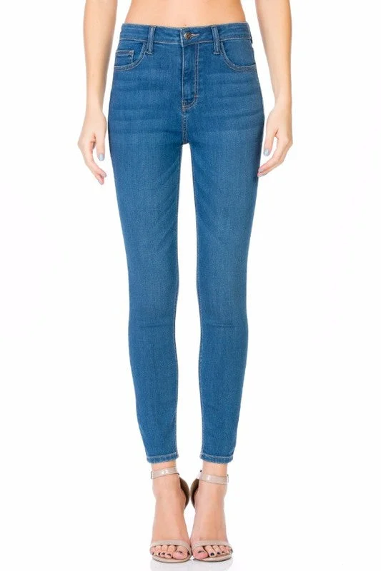 Sheila - High Rise Basic Ankle Skinny Jean - Medium Blue