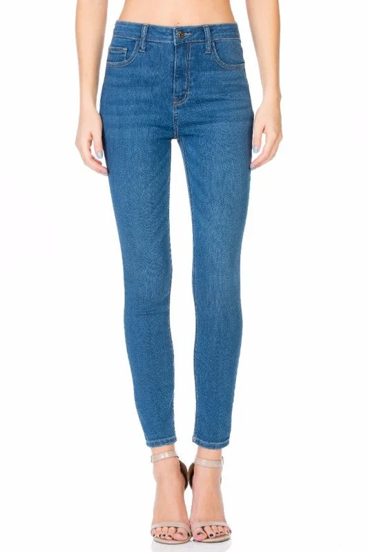 Sheila - High Rise Basic Ankle Skinny Jean - Medium Blue