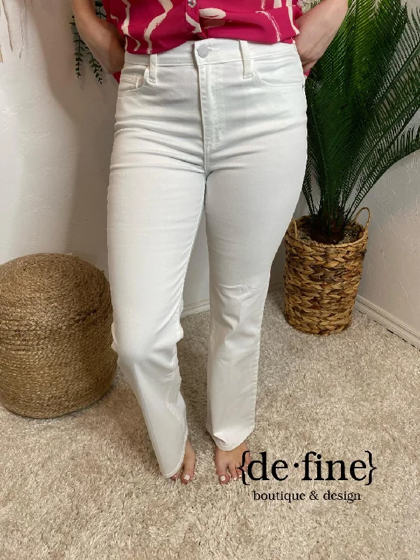 Sneak Peek Midrise Slim Bootcut White Jeans